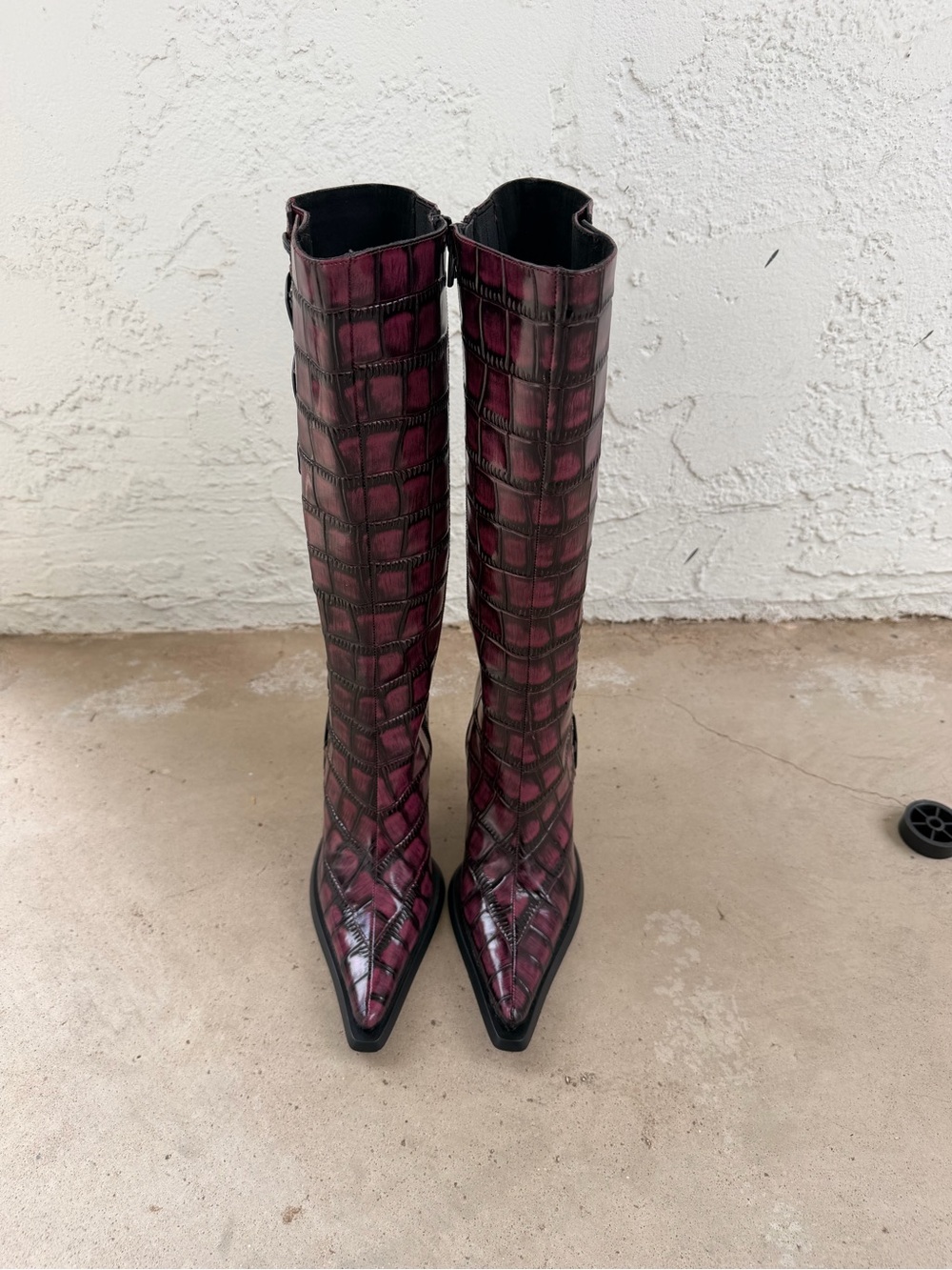 Women’s Tall Pointed-Toe Croc-Embossed Boots